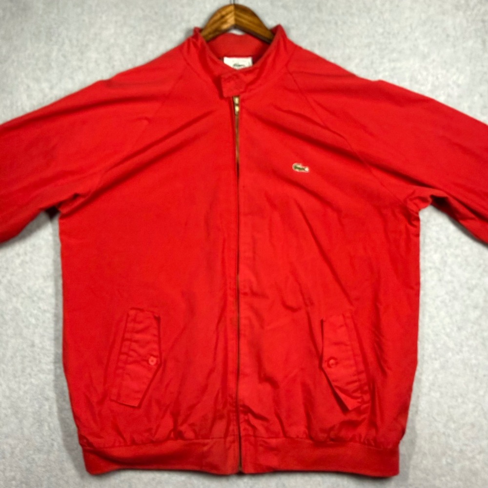 Vintage Izod Lacoste Harrington Jacket Red Plaid Lined Mens XLT Full Zip Coat - Picture 3 of 16